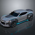 Sleek Silver Gray Sports Car With CENDEZ Logo And Blue Accent Stripes