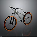 Modern Bicycle With Silver Frame Orange Rims Straight Handlebars And Surface Reflection 3d model
