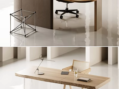 Modern desk chair desk chair combination 3d model