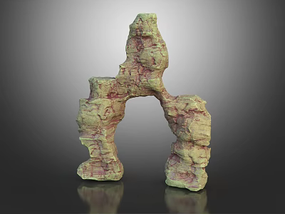 Wood And Stone Decorative Sculpture With Unique Arch Shape And Rough Surface Texture 3d model