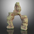 Wood And Stone Decorative Sculpture With Unique Arch Shape And Rough Surface Texture