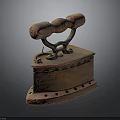Rusted Vintage Electric Iron With Classic Design And Decorative Handle