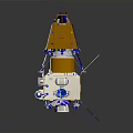 Detailed Spacecraft Model With Solar Panels Gold Scientific Module And Blue Components 3d model