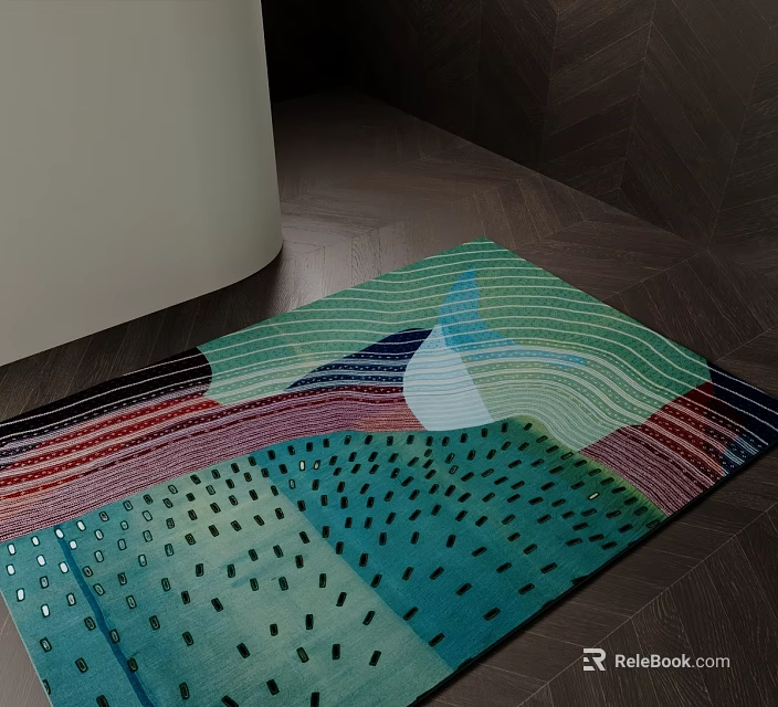 Square Carpet Featuring Colorful Abstract Geometric Patterns For Modern Living Room Decor 3d model 