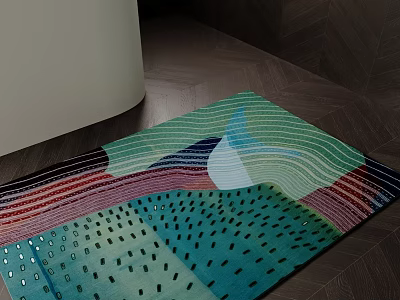 Square Carpet Featuring Colorful Abstract Geometric Patterns For Modern Living Room Decor 3d model
