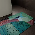 Square Carpet Featuring Colorful Abstract Geometric Patterns For Modern Living Room Decor