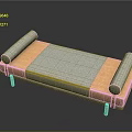 Modern Sofa Bench With Light Gray And Orange Upholstery Roll Arms And Metal Legs