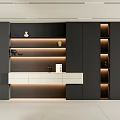 Sleek Modern Sideboard With Black White Cabinetry Storage Drawers And Display Shelves