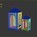 Blue Decorative Lanterns With Laser Cut Patterns In Two Sizes For Home Decor