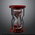 Red Framed Hourglass With Transparent Glass And Red Sand Metal Stand