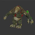 Game Movie Character With Green Armor Red Accents Mechanical Arms And Clawed Hands