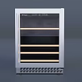 Black and Silver Wine Refrigerator with Glass Door Layered Shelves and Bottom Control Panel