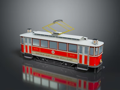 Red And White Electric Tram Model From Leedsville Lake Shore Railroad 1912 3d model