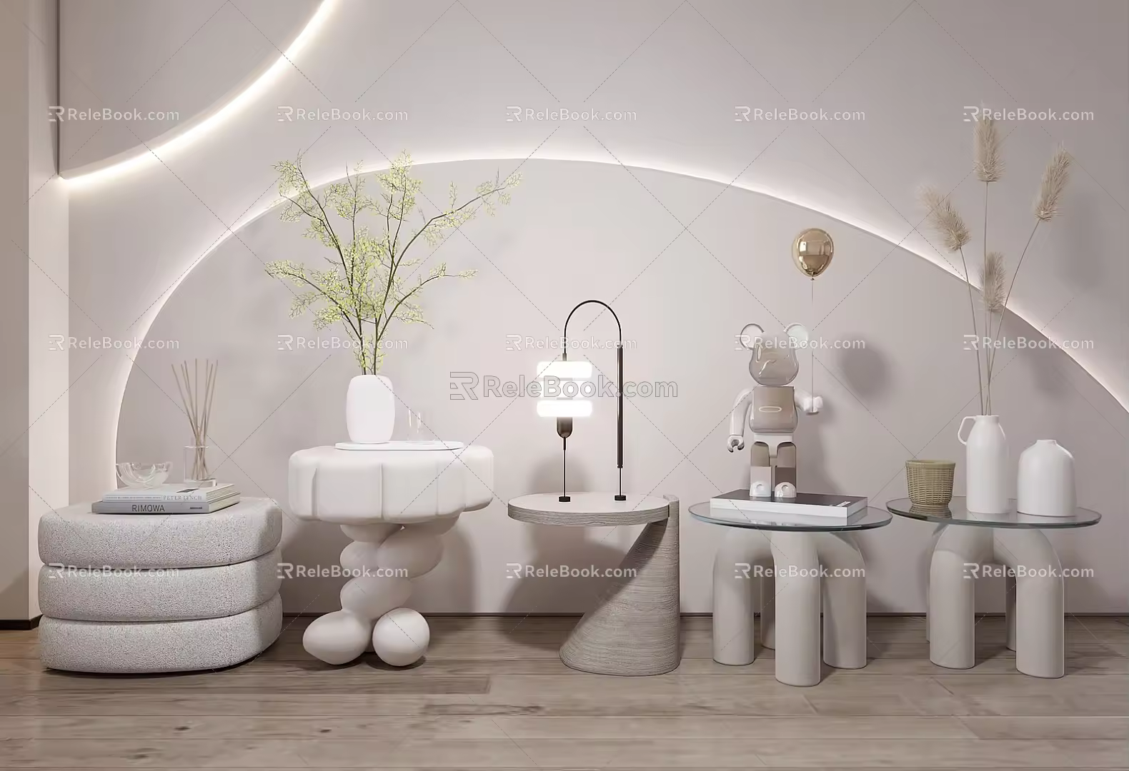 Modern bedside table Cream bedside table 3d model
