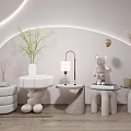 Modern bedside table Cream bedside table 3d model
