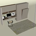 Modern Home Office Area With Built In Cabinets Desk Computer And Chair