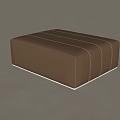 Comfortable Modern Beige Leather Ottoman With Stitched Details And Metal Legs