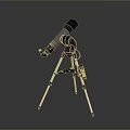 Scenic Natural View Through Telescope On Tripod With Reflective Black Background