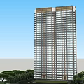 Modern High Rise Building Exterior Design With Glass Windows And Surrounding Green Trees
