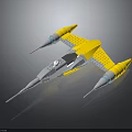 Yellow And Gray Streamlined Spacecraft With Multiple Engines For Cosmic Exploration 3d model