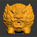 Golden Lion Shaped Vase With Intricate Carved Decorations And Shiny Surface