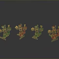 Four Green And Red Mechanical Game Movie Characters In Running Poses