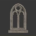 Ornate Stone Casement Window With Gothic Arch Design And Base Frame