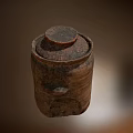 Traditional Brown Ceramic Jar With Handcrafted Textured Surface And Lid 3d model