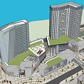 Modern Commercial Street With High Rise Buildings Retail Stores And Contemporary Facade Design