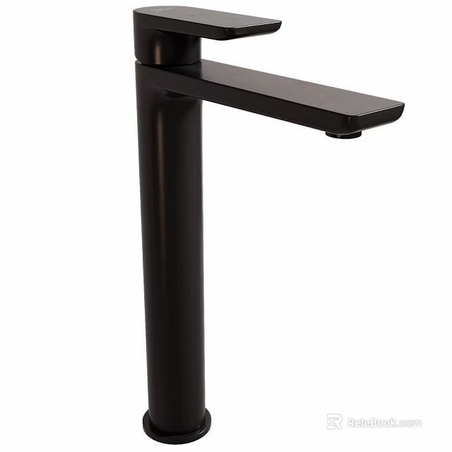 Modern Black Sleek Faucet With Tall Single Handle And Contemporary Design 3d model 