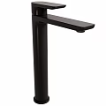 Modern Black Sleek Faucet With Tall Single Handle And Contemporary Design