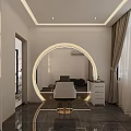 Modern Beauty Salon Interior With Large Mirror Comfortable Chair Washbasin And Windows With Curtains