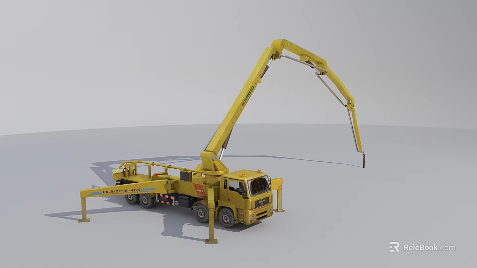 Yellow Industrial Aerial Work Vehicle With Telescopic Boom And Platform 3d model 