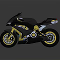 Black and Gold Sport Motorcycle Featuring Sleek Design Gold Accents And Reflective Body