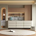 Elegant Modern Wine Cabinet Interior Design With Wooden Frame And Marble Countertop