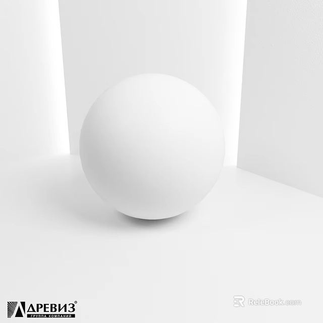 White Sphere Component in Minimalist White Room with Clean Smooth Surface 3d model 