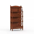 Traditional Wooden Storage Shelf with Multiple Layers Decorative Twisted Columns and Bottom Drawer