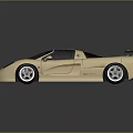 Cream High Performance Sports Car With Sleek Design Rear Spoiler And Alloy Wheels