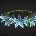 Decorative Flower Wreath With Blue Petals And Green Leaves For Hanging