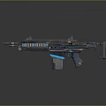 Modern Tactical Assault Rifle With Blue Accents And Futuristic Design Features