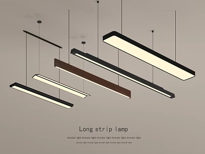 Modern Long Strip Pendant Lamps With Aluminum Alloy And High Light Transmittance 3d model