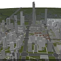 Aerial City Planning View Featuring High Rise Buildings River And Green Spaces