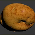 Fresh Yellow Potato with Red Specks on Dark Background and Reflection 3d model