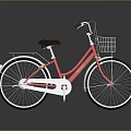 Pink City Bicycle With Brown Seat Front Wire Basket And White Spokes