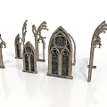 Gothic Architectural Elements Featuring Pointed Arches Intricate Tracery And Ornate Carvings
