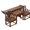 Traditional Chinese Wooden Table And Chairs Set With Intricate Carved Patterns