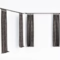 Modern Window Curtains With Decorative Rods And Various Hanging Styles 3d model