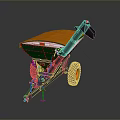 Orange And Green Agricultural Fertilizer Spreader Vehicle With Black Wheels And Mechanical Arm