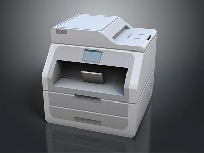 Modern White Office Multifunctional Printer With Digital Display And Paper Tray 3d model