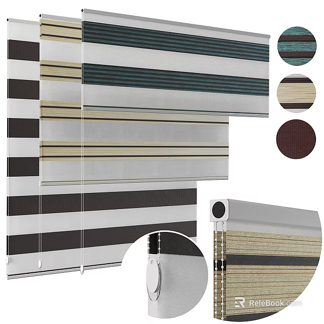 Modern Venetian Blinds With Striped Design And Multiple Color Options 3d model 